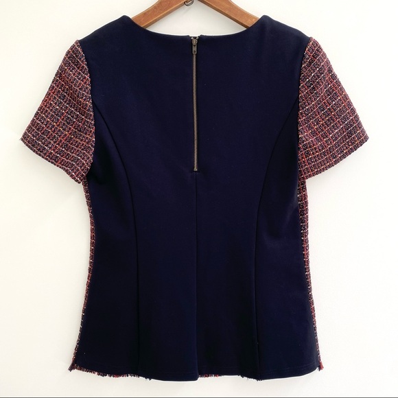 Stitch Fix 41 Hawthorn Karius tweed navy blue Ponte knit top size medium - Picture 2 of 8